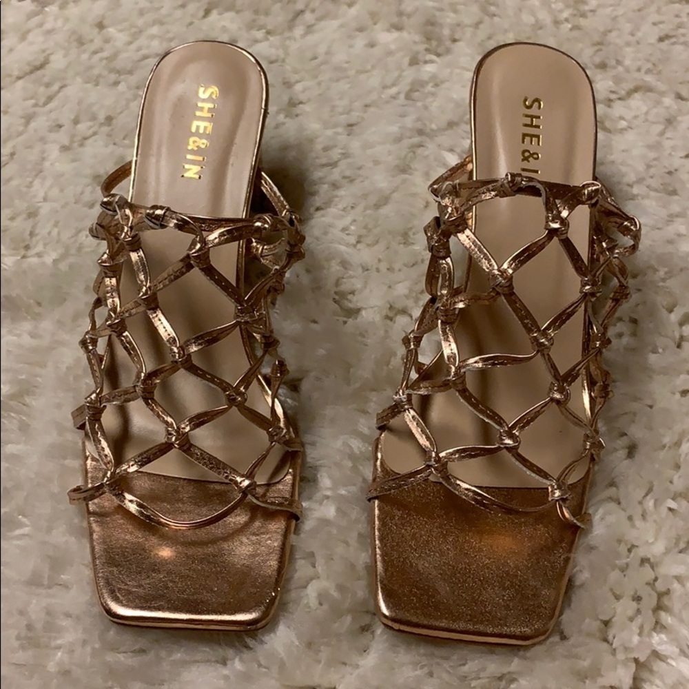 Shein Rose Gold Heeled Sandals-39